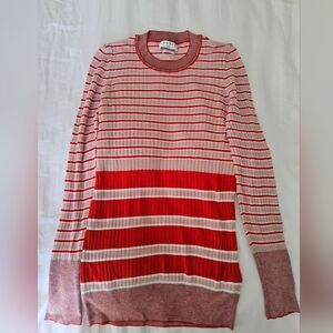 Sandro Paris striped ribbed-knit top with metallic thread details made in Italy